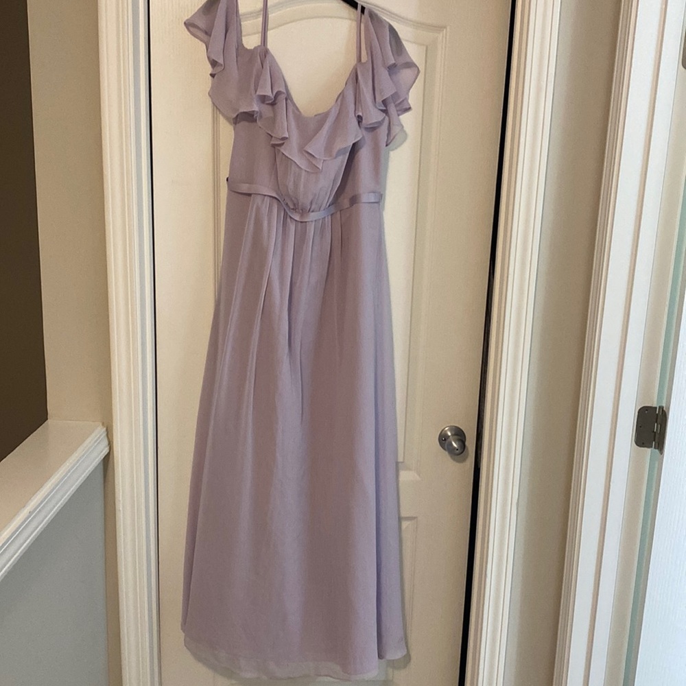 David’s Bridal Long Dress, Lilac, Cold Shoulder, Size 16, Worn Once